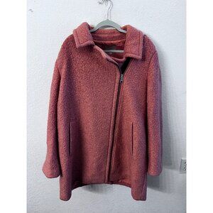Loft pink wool textured moto coat women size XL
